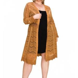 NEW VOCAL APPAREL myla lace cardigan in camel